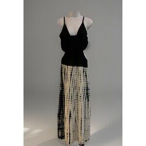Earthbound Trading Co Cut Out Black/White Tie Dye Boho Maxi Dress Women’s Size L